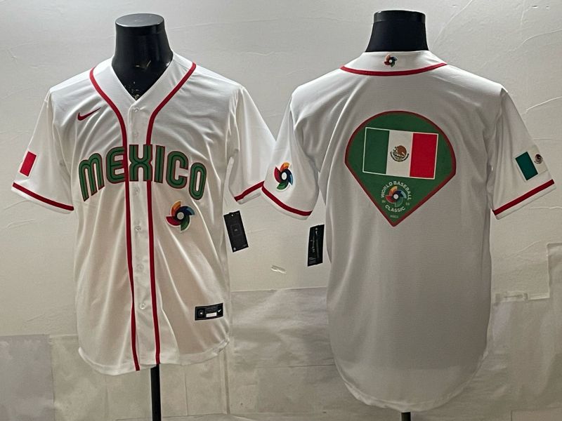 Men 2026 World Cub Mexico Blank White Game Nike MLB Jersey style 0015->->MLB Jersey
